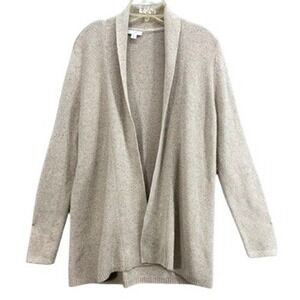 J. Jill Cardigan Women M Oatmeal Beige Confetti Silk Blend Shawl Collar Sweater
